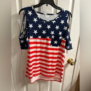 Fourth of July women's shirt cold  shoulder